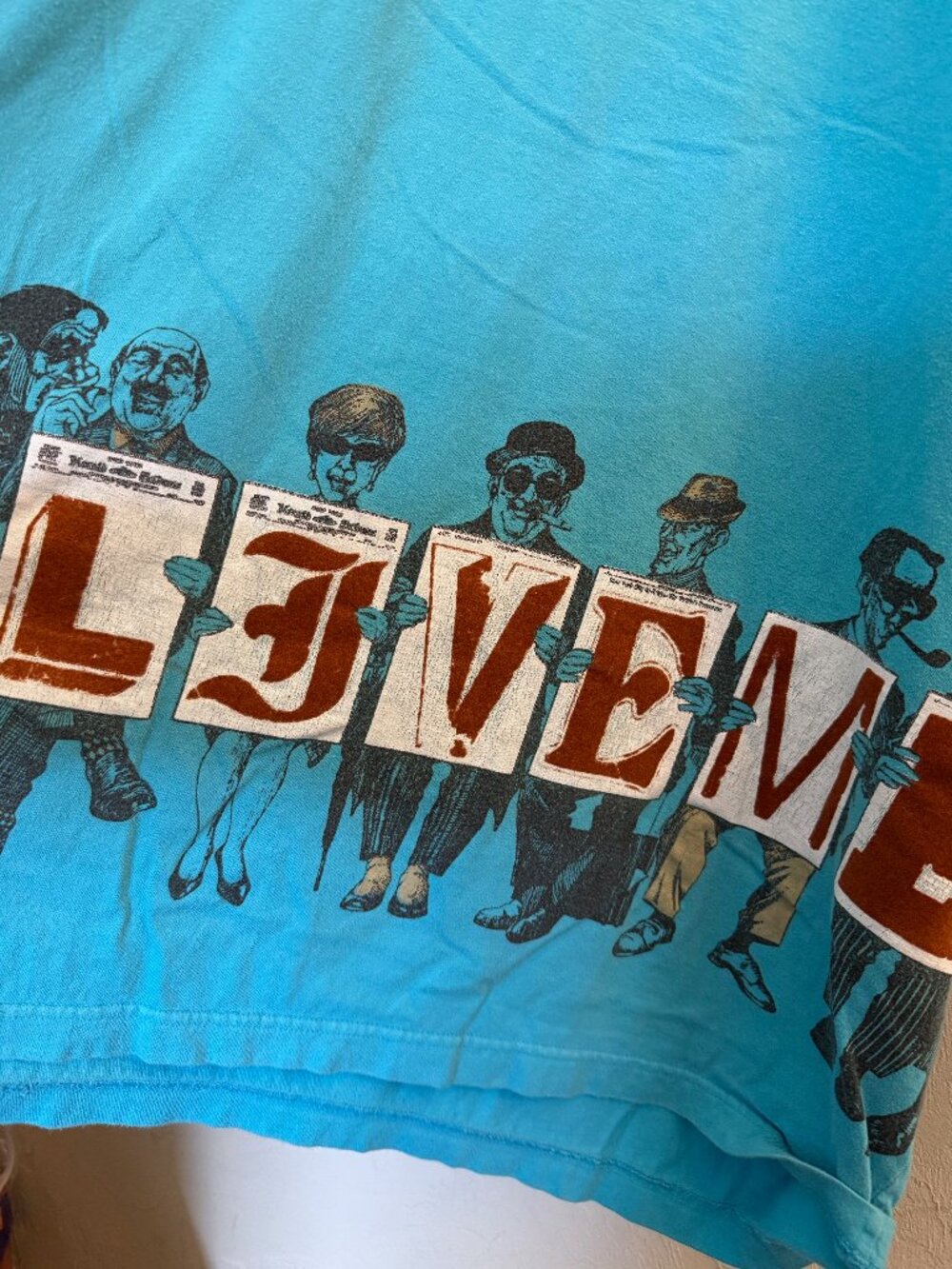 Y2K Live Mechanics Men's 3XL Graphic T Shirt Aqua Streetwear Hip Hop